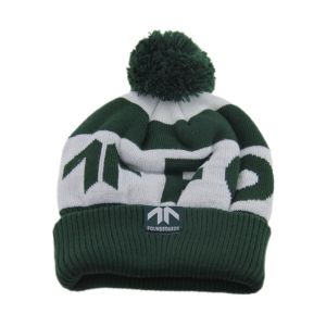 China Custom Logo Printing Knitted Beanie Hats With Pom Pom Jacquard Pattern on sale