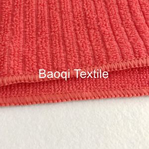 Buy cheap Red solid stripe OEM dish rags 100% poly microfiber tea towels wipes,single side kitchen cleaning rags size 38*51cm from wholesalers