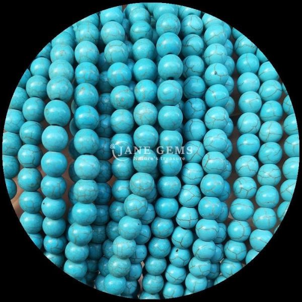 Quality DIY Jewelry Making Round Cut Gemstone Turquoise Bead Strands in 8mm Size and Various Colors for sale