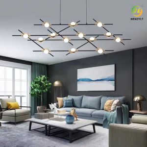 Hotel Reception Lobby Wrought Iron Paint Shelf LED Ceiling Lamp