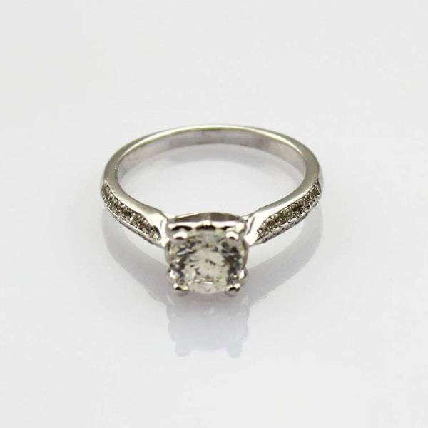 Buy cheap Sterling Silver Round Cubic Zirconia Engagement Ring(R289) from wholesalers