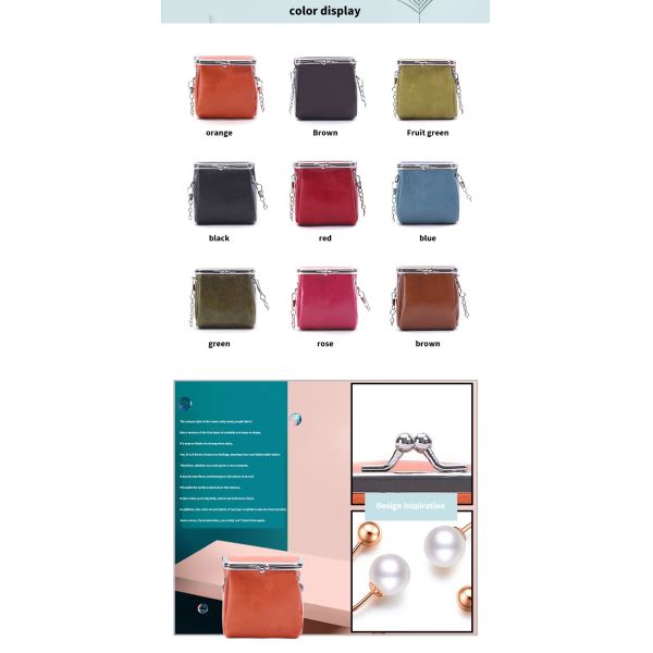 Low MOQ Genuine Leather Chain Sling Shoulder Bag for Women Mini Coin Purse Keychain