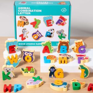 Buy cheap Children Wooden Animal Letter Puzzle 26pcs Alphabets Cognitive Animal Matching Blocks Puzzle Toy Kids Educational Wooden Toy from wholesalers