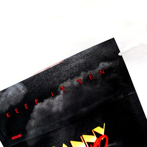 Black Matte Mylar weed Bags Zipper Lock Cookie Smell Proof Stand Up Pouch 3.5g 7g