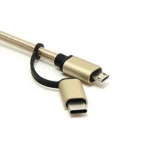 Aluminium Alloy 2 In 1 USB Type C Charging Cable With USB 3.1 Type C Converter