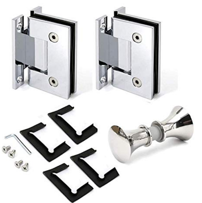 304 Stainless Steel Glass to Wall Hardware Shower Hinge Silver Coating Wall Mount