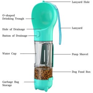 Mutifunctional 4 In 1 Portable Puppy Water Bottle 300ML For Walking And Travel