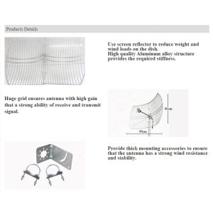 Vertical Polarization 5G Directional Parabolic Grid Antenna with L-bracket