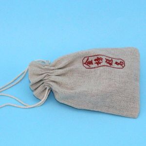 Recycled Jute Drawstring Bag Portable Hot Stamping Logo For Christmas Gift