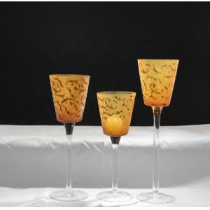 Buy cheap Tulip Shape Long Stem Candle Holders With Engrave Pattern from wholesalers