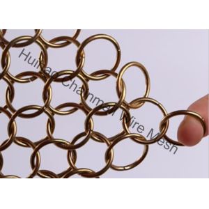 Metal Mesh Drapery / Brass Wire Ring Mesh Curtain Conect With 8mm Circle Dia