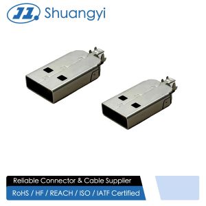 Buy cheap USB 2.0 AM Connector Two-Piece Metal Shell | 24.7mm Length | 2.2mm Cable OD | Electrical Wire Terminal Connector for Data & Power Transmission from wholesalers