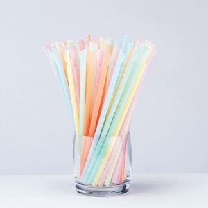 Shave-ice Milk Shake Disposable PLA Straw With Spoon Multi-color PLA Spoon