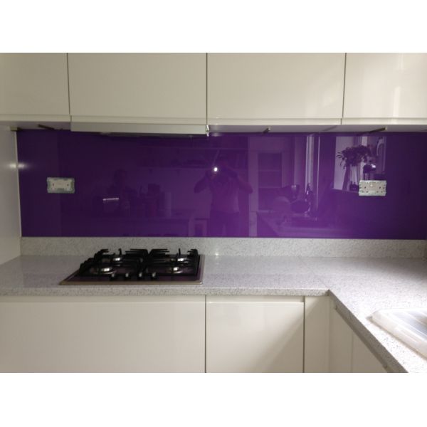Quality Kitchen Violet Painted Glass Backsplash Easily Clean The Stains for sale