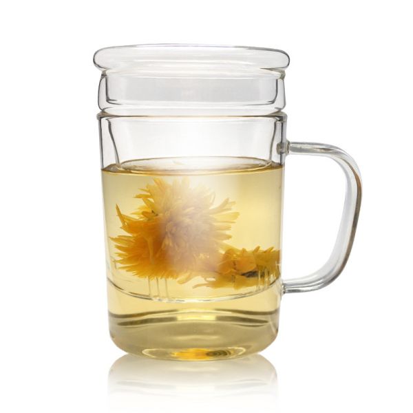 Quality Stocked Glass Tea Cup With Strainer , Eco Friendly Glass Tea Mug With Infuser And Lid for sale