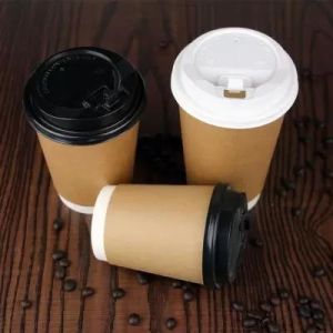 China Double Wall PE Printing 14Oz Hot Coffee Disposable Cup Coating Brown Cup on sale