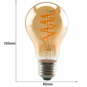 4W Amber Spiral LED Filament Bulb Dimmable A60 A19 3500K