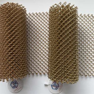 Long Lasting Shiny Green Metal Mesh Curtains With Galvanized Finish Type