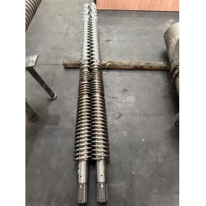 Buy cheap 5kw Barrel Heating Power HRC61 Hardness PVC Foam Board 65/132 Conical Twin Screw and Barrel for Injection Molding from wholesalers