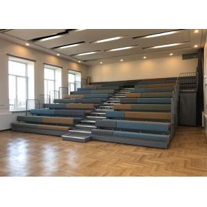 Buy cheap CE Soft Audience Systems Retractable Seating Upholstered Bench With Backrest from wholesalers