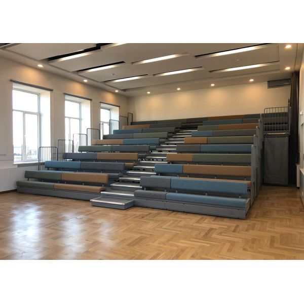 Quality CE Soft Audience Systems Retractable Seating Upholstered Bench With Backrest for sale