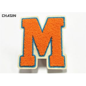 Buy cheap Bright Orange  M Chenille Varsity Letter Patches Abrasion Resistant from wholesalers