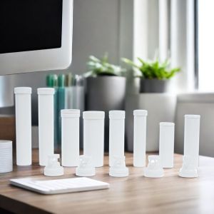 Custom Height Vitamin C PP Plastic Effervescent Tablet Containers With Cap White