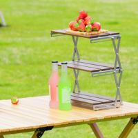 Buy cheap Portable Outdoor Desktop Folding Shelves For Camping Multi Layer Storage Racks product
