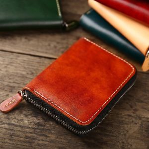 Buy cheap Retro Style Short Zipper Wallet Money Cloth Made of Vegetable Tanned Cowhide Leather from wholesalers