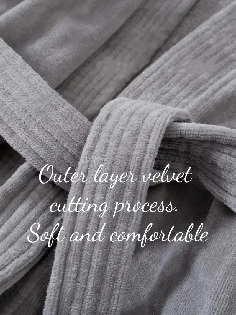 Classic Men’s Lounge Bathrobe – Soft V-Neck Belted Robe with Long Sleeves for Everyday Comfort