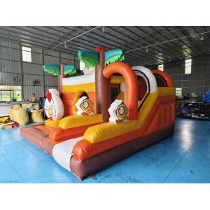 Digital Printing Chicken Cartoon Inflatable Combo Bouncy House With Slide and 3