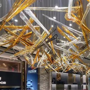 Villa KTV Hotel Lobby Chandelier With Unique Irregular Shape And Remote Control