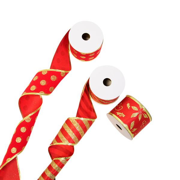 factory wholesales red ribbon award ribbon wired christmas ribbon