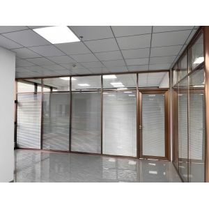 Buy cheap Gold Framed Dual-Level Glass Partition Wall with Blinds from wholesalers