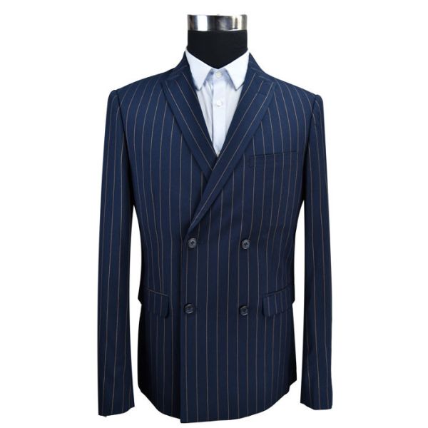 Quality Blue Stripe Men'S Fashion Blazers Double Breasted Business Adults USA Size for sale