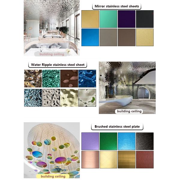 201 304 316 Astm Decorative Mirror Stainless Steel Sheet Color Water Ripples Decorative Gold Stainless Steel Sheet