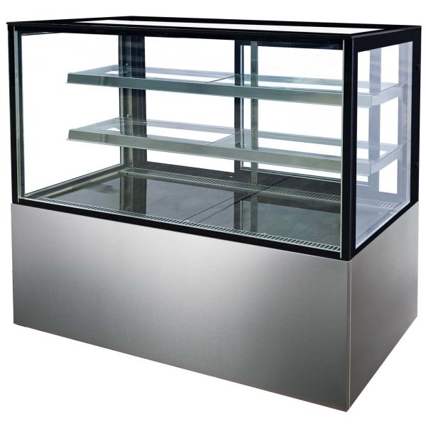 Quality 1.2m Stainless Steel Base Two Adjustable Shelves Cake Showcase for sale