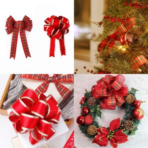 Latticed Sequin Ribbon Merry Christmas Wired Edge Ribbon 2 1/2 Inch For