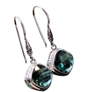 Buy cheap 925 Silver Square Synthetic Siopside Pendant Dangle Earring (060250) from wholesalers