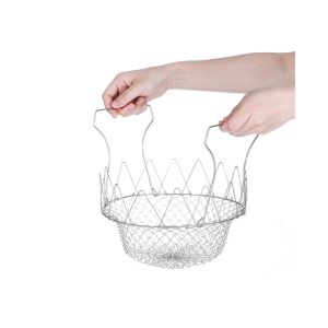 Buy cheap Kitchen Chips Ss201 Foldable Fry Basket , Folding Strainer Basket from wholesalers