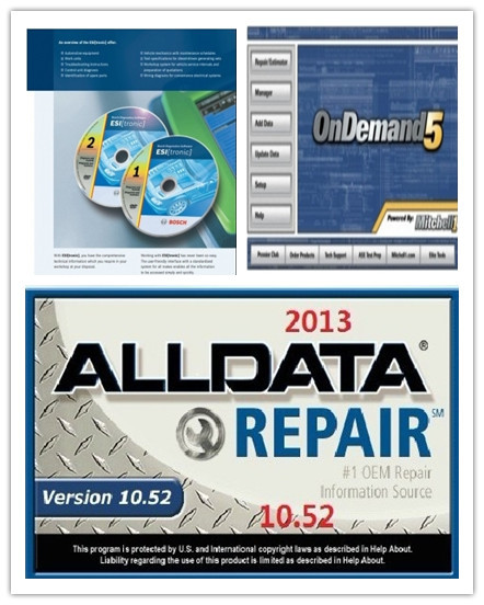 Quality Automotive Diagnostic Software ALLdata10.52+OnDemand5.8 + BOSCH ESI 2012 for sale