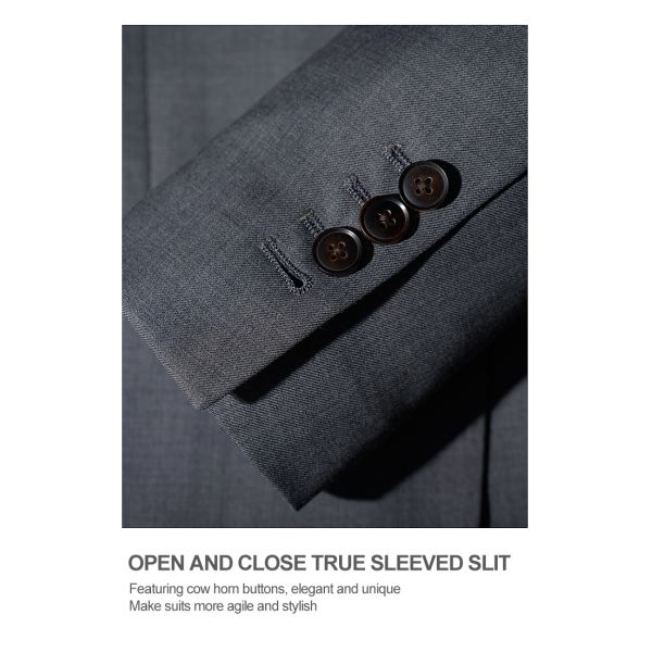 Customized Logo Printing Men's Slim Fit Wool Suit for Formal Groom's Wedding Dress