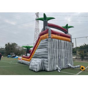 PVC Tarpaulin Puncture Proof Inflatable Water Slides With Pool