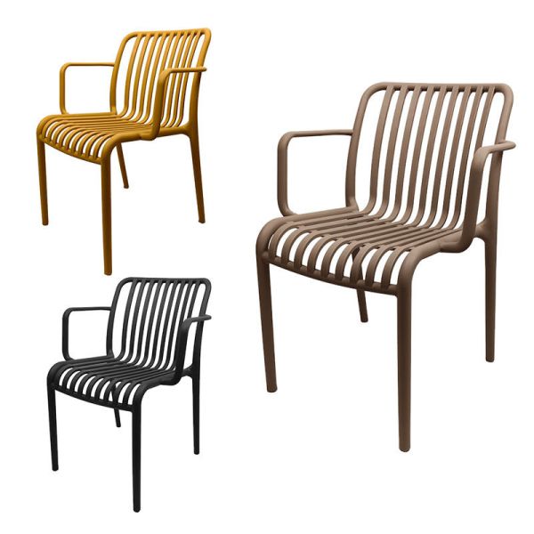 Buy cheap Retro Plastic Patio Dining Chairs Stackable Bistro Armchair High Back from wholesalers