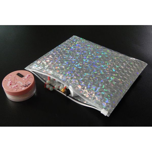 Buy cheap Reclosable 250x180mm Shiny Holographic Slider Zipper bubble bag , Bubble for packing from wholesalers