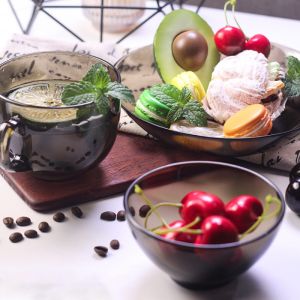 Buy cheap Simple 4mm Thick Grey Transparent Glass Saucer Set from wholesalers