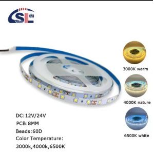DC12V SMD2835 60D 8mm 1100-1200LM 12000K Ra70 Die-Cutting Board LED Light Strips