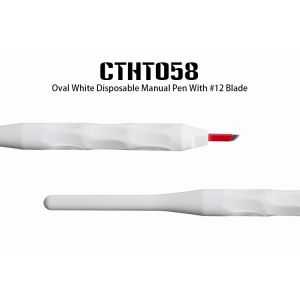 Oval White Single Use Disposable Microblading Pen With #12 Blade / Cosmetic