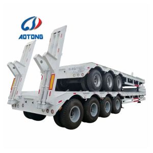 Buy cheap Semi-Trailer 3 Axle Lowboy for Heavy Duty Transporting Excavator Crane Road Roller 55Tons from wholesalers