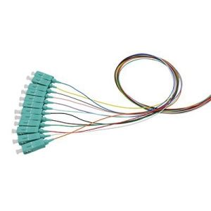 Buy cheap Customized Fiber Optic Pigtails 12C SC OM3 Aqua PVC LSZH Loose Buffer Tight Buffer from wholesalers